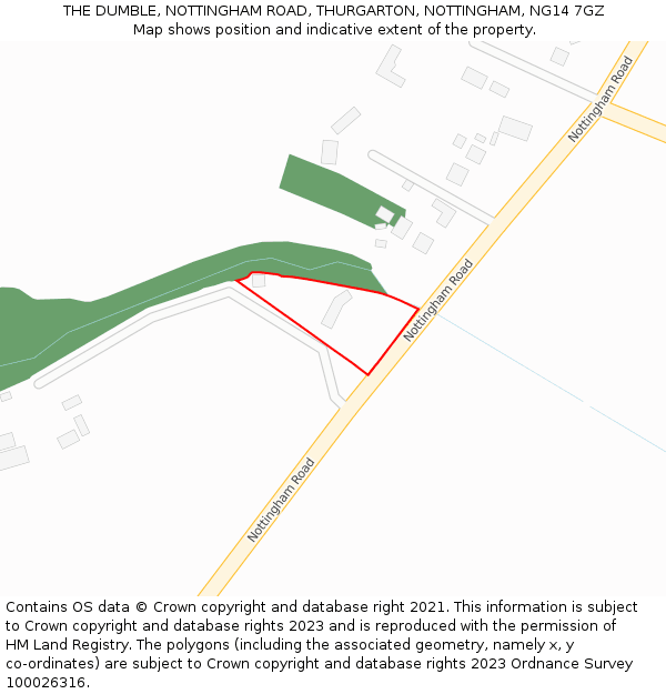 THE DUMBLE, NOTTINGHAM ROAD, THURGARTON, NOTTINGHAM, NG14 7GZ: Location map and indicative extent of plot