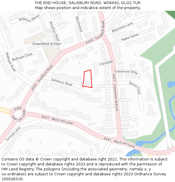 THE END HOUSE, SALISBURY ROAD, WOKING, GU22 7UR: Location map and indicative extent of plot