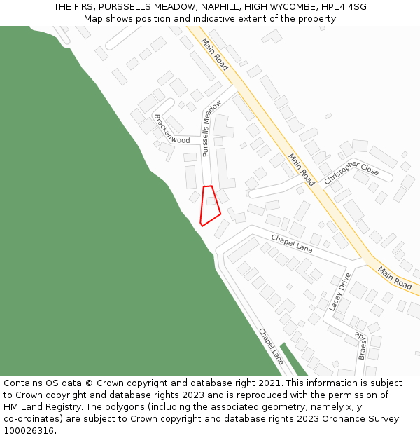 THE FIRS, PURSSELLS MEADOW, NAPHILL, HIGH WYCOMBE, HP14 4SG: Location map and indicative extent of plot