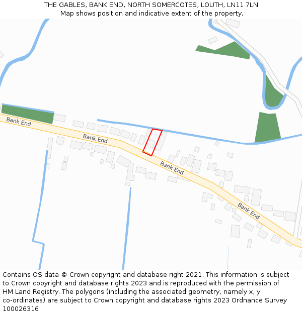 THE GABLES, BANK END, NORTH SOMERCOTES, LOUTH, LN11 7LN: Location map and indicative extent of plot