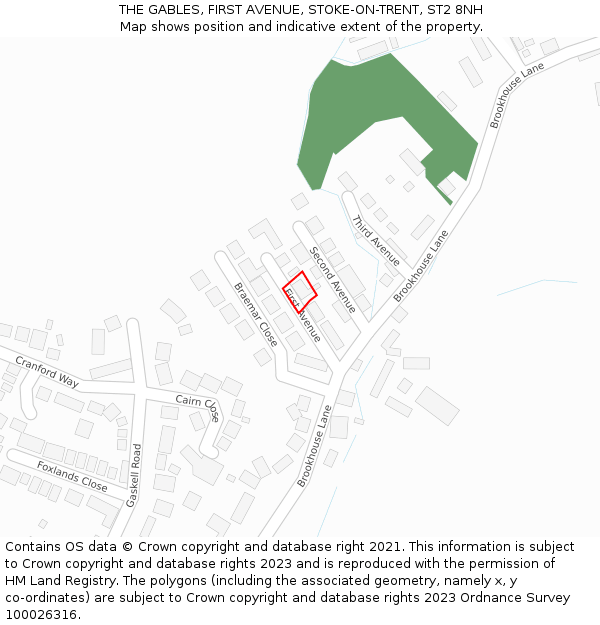THE GABLES, FIRST AVENUE, STOKE-ON-TRENT, ST2 8NH: Location map and indicative extent of plot