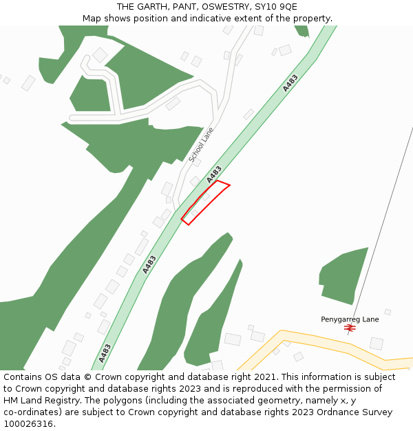 THE GARTH, PANT, OSWESTRY, SY10 9QE: Location map and indicative extent of plot