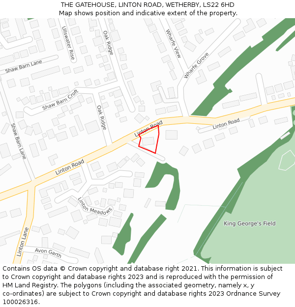 THE GATEHOUSE, LINTON ROAD, WETHERBY, LS22 6HD: Location map and indicative extent of plot