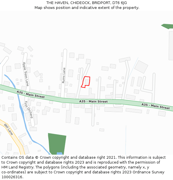 THE HAVEN, CHIDEOCK, BRIDPORT, DT6 6JG: Location map and indicative extent of plot