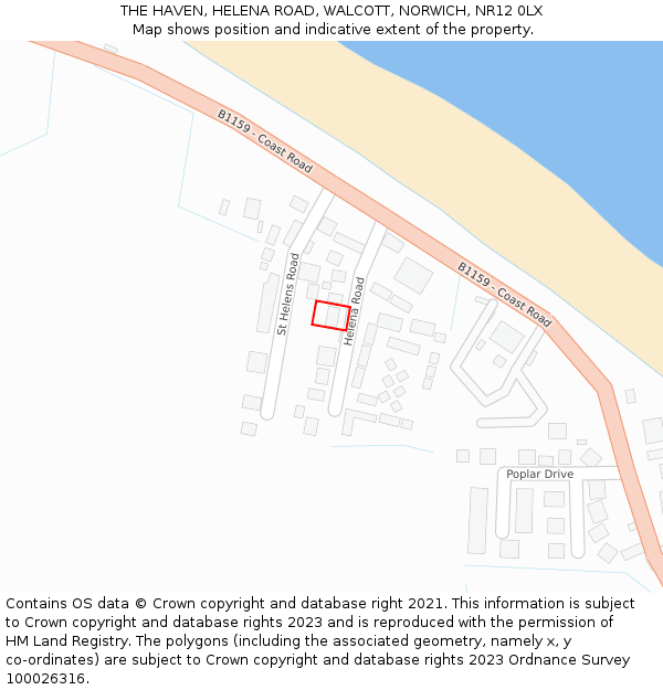 THE HAVEN, HELENA ROAD, WALCOTT, NORWICH, NR12 0LX: Location map and indicative extent of plot