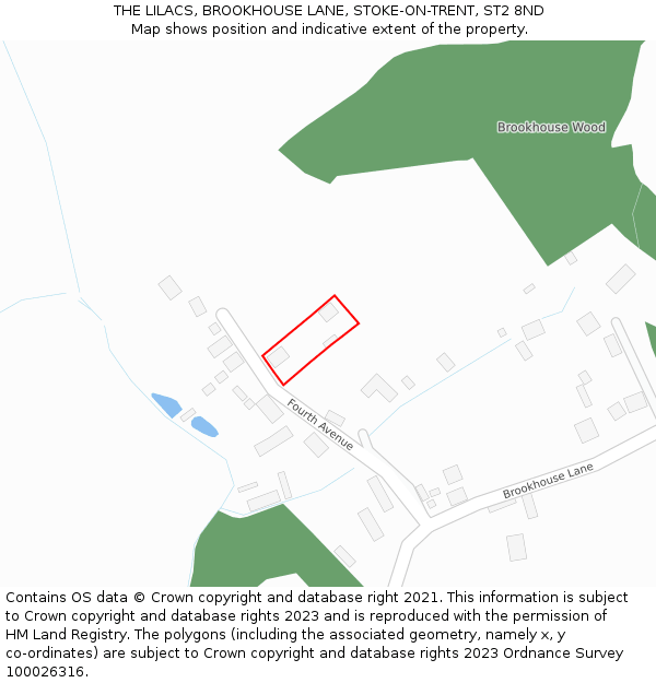 THE LILACS, BROOKHOUSE LANE, STOKE-ON-TRENT, ST2 8ND: Location map and indicative extent of plot