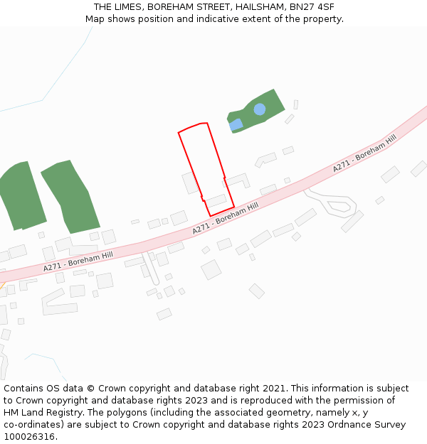 THE LIMES, BOREHAM STREET, HAILSHAM, BN27 4SF: Location map and indicative extent of plot
