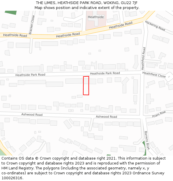 THE LIMES, HEATHSIDE PARK ROAD, WOKING, GU22 7JF: Location map and indicative extent of plot