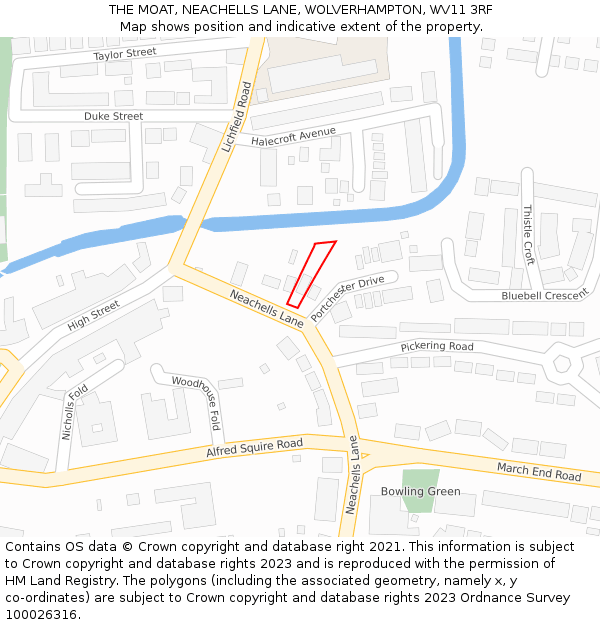 THE MOAT, NEACHELLS LANE, WOLVERHAMPTON, WV11 3RF: Location map and indicative extent of plot