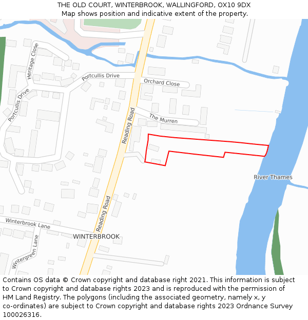 THE OLD COURT, WINTERBROOK, WALLINGFORD, OX10 9DX: Location map and indicative extent of plot