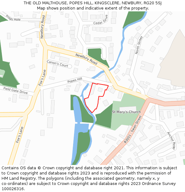 THE OLD MALTHOUSE, POPES HILL, KINGSCLERE, NEWBURY, RG20 5SJ: Location map and indicative extent of plot