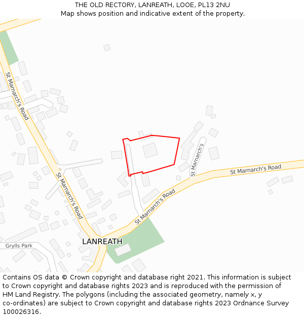 THE OLD RECTORY, LANREATH, LOOE, PL13 2NU: Location map and indicative extent of plot