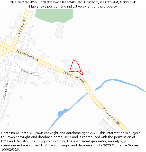 THE OLD SCHOOL, COLSTERWORTH ROAD, SKILLINGTON, GRANTHAM, NG33 5HF: Location map and indicative extent of plot