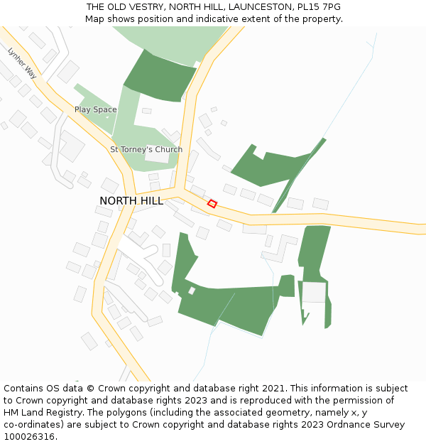 THE OLD VESTRY, NORTH HILL, LAUNCESTON, PL15 7PG: Location map and indicative extent of plot