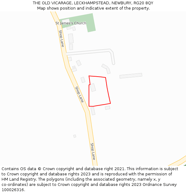 THE OLD VICARAGE, LECKHAMPSTEAD, NEWBURY, RG20 8QY: Location map and indicative extent of plot