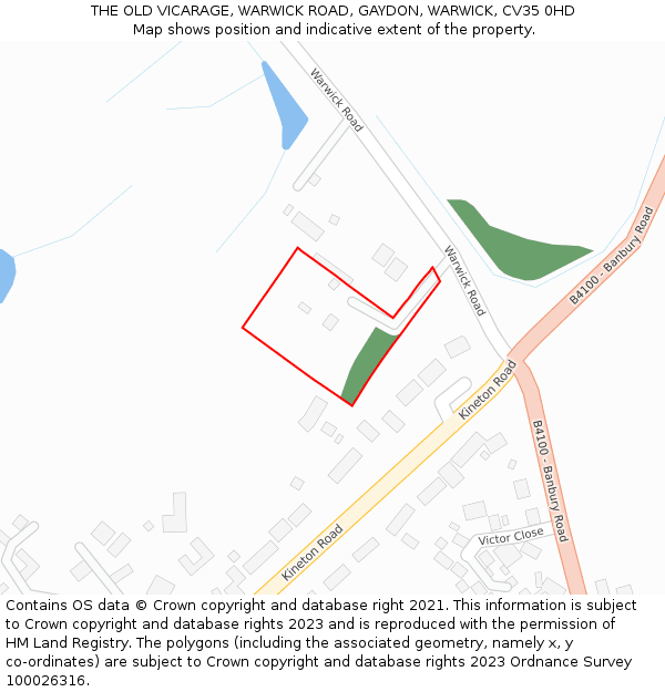 THE OLD VICARAGE, WARWICK ROAD, GAYDON, WARWICK, CV35 0HD: Location map and indicative extent of plot