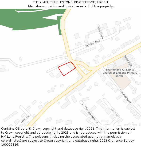THE PLATT, THURLESTONE, KINGSBRIDGE, TQ7 3NJ: Location map and indicative extent of plot
