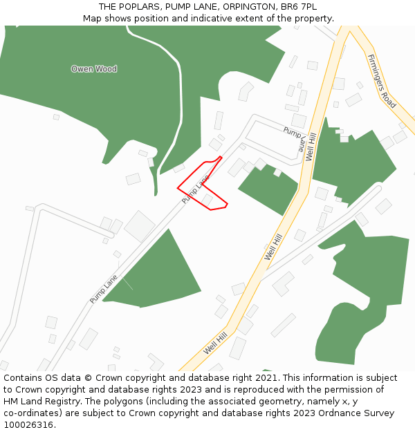 THE POPLARS, PUMP LANE, ORPINGTON, BR6 7PL: Location map and indicative extent of plot