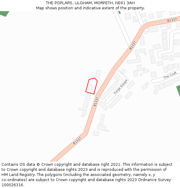 THE POPLARS, ULGHAM, MORPETH, NE61 3AH: Location map and indicative extent of plot