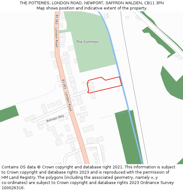 THE POTTERIES, LONDON ROAD, NEWPORT, SAFFRON WALDEN, CB11 3PN: Location map and indicative extent of plot