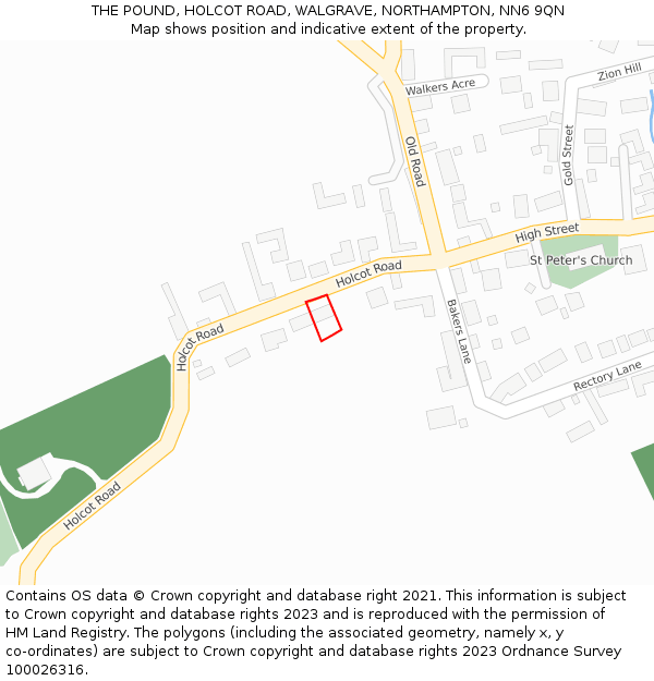 THE POUND, HOLCOT ROAD, WALGRAVE, NORTHAMPTON, NN6 9QN: Location map and indicative extent of plot