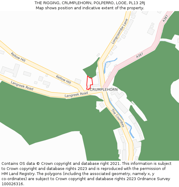 THE RIGGING, CRUMPLEHORN, POLPERRO, LOOE, PL13 2RJ: Location map and indicative extent of plot