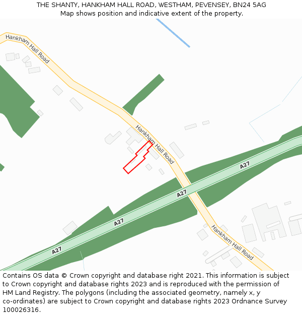 THE SHANTY, HANKHAM HALL ROAD, WESTHAM, PEVENSEY, BN24 5AG: Location map and indicative extent of plot