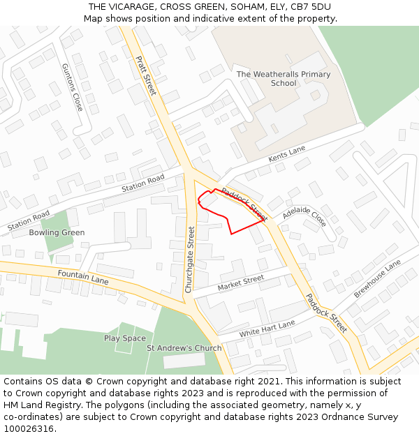 THE VICARAGE, CROSS GREEN, SOHAM, ELY, CB7 5DU: Location map and indicative extent of plot