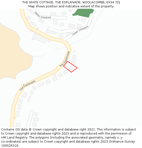 THE WHITE COTTAGE, THE ESPLANADE, WOOLACOMBE, EX34 7DJ: Location map and indicative extent of plot