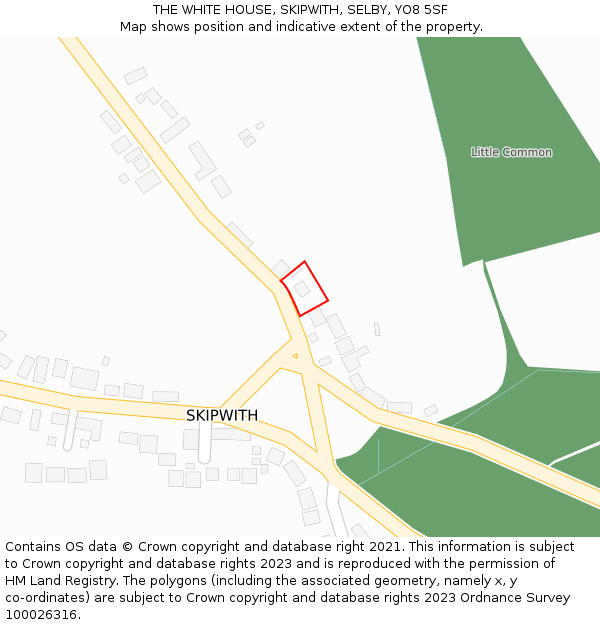 THE WHITE HOUSE, SKIPWITH, SELBY, YO8 5SF: Location map and indicative extent of plot