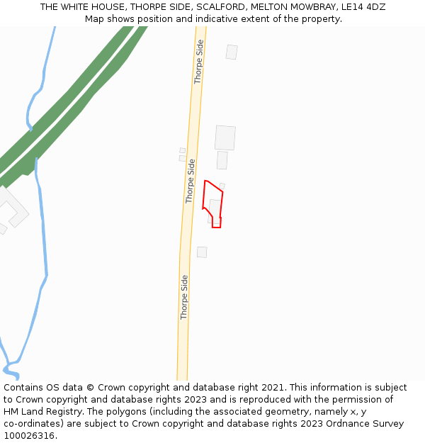 THE WHITE HOUSE, THORPE SIDE, SCALFORD, MELTON MOWBRAY, LE14 4DZ: Location map and indicative extent of plot