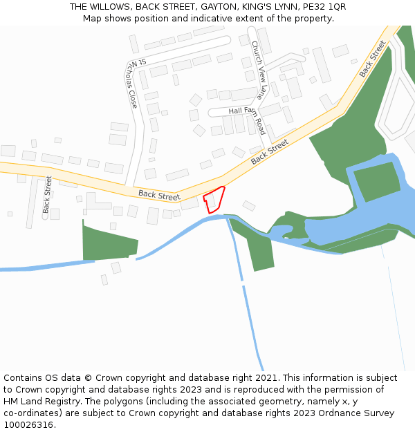 THE WILLOWS, BACK STREET, GAYTON, KING'S LYNN, PE32 1QR: Location map and indicative extent of plot