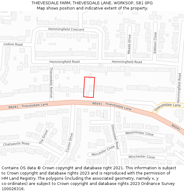 THIEVESDALE FARM, THIEVESDALE LANE, WORKSOP, S81 0PG: Location map and indicative extent of plot