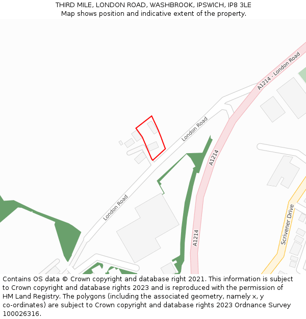 THIRD MILE, LONDON ROAD, WASHBROOK, IPSWICH, IP8 3LE: Location map and indicative extent of plot