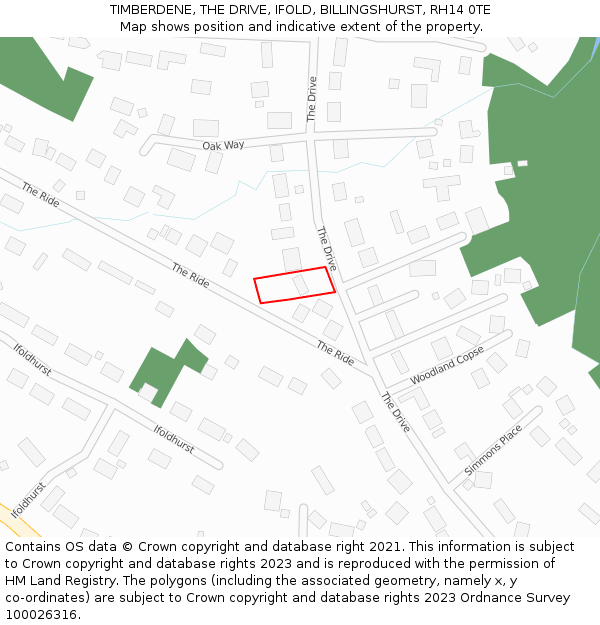 TIMBERDENE, THE DRIVE, IFOLD, BILLINGSHURST, RH14 0TE: Location map and indicative extent of plot