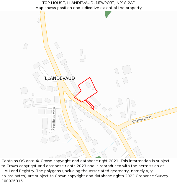 TOP HOUSE, LLANDEVAUD, NEWPORT, NP18 2AF: Location map and indicative extent of plot