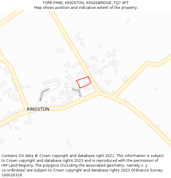 TORR PARK, KINGSTON, KINGSBRIDGE, TQ7 4PT: Location map and indicative extent of plot