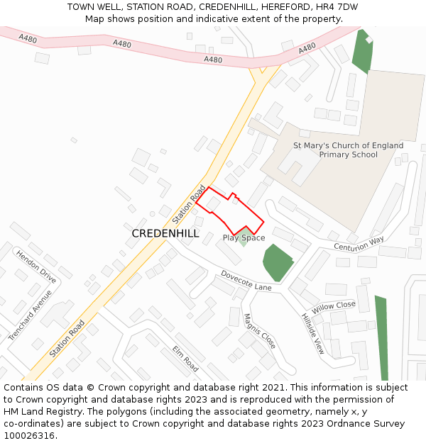 TOWN WELL, STATION ROAD, CREDENHILL, HEREFORD, HR4 7DW: Location map and indicative extent of plot