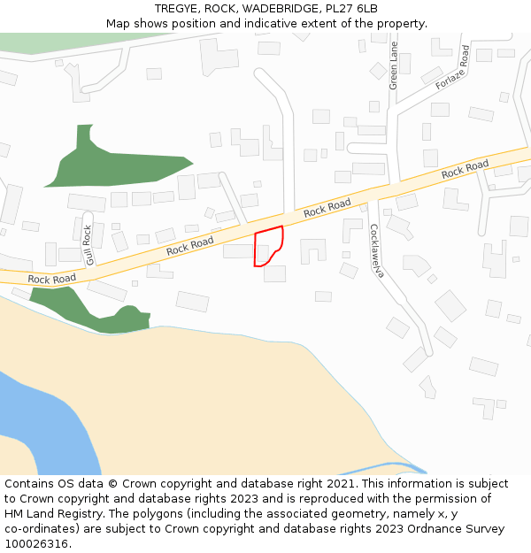 TREGYE, ROCK, WADEBRIDGE, PL27 6LB: Location map and indicative extent of plot
