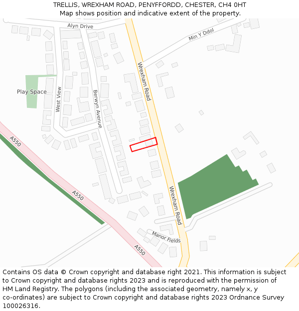 TRELLIS, WREXHAM ROAD, PENYFFORDD, CHESTER, CH4 0HT: Location map and indicative extent of plot