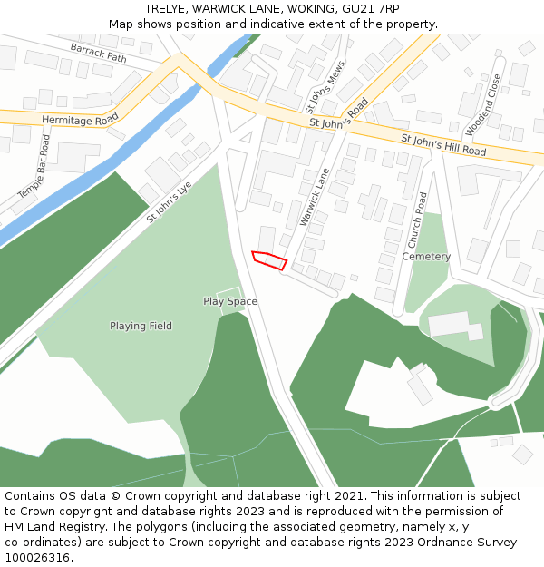 TRELYE, WARWICK LANE, WOKING, GU21 7RP: Location map and indicative extent of plot