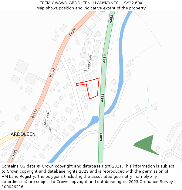 TREM Y WAWR, ARDDLEEN, LLANYMYNECH, SY22 6RX: Location map and indicative extent of plot