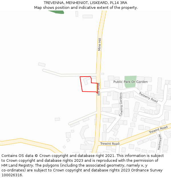 TREVENNA, MENHENIOT, LISKEARD, PL14 3RA: Location map and indicative extent of plot