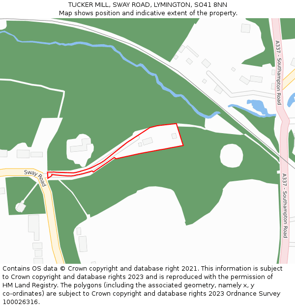 TUCKER MILL, SWAY ROAD, LYMINGTON, SO41 8NN: Location map and indicative extent of plot