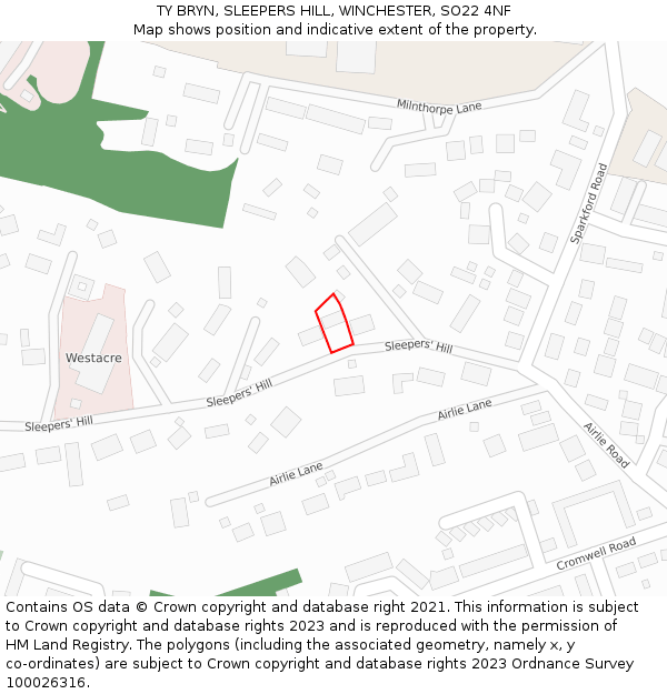 TY BRYN, SLEEPERS HILL, WINCHESTER, SO22 4NF: Location map and indicative extent of plot