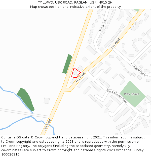 TY LLWYD, USK ROAD, RAGLAN, USK, NP15 2HJ: Location map and indicative extent of plot