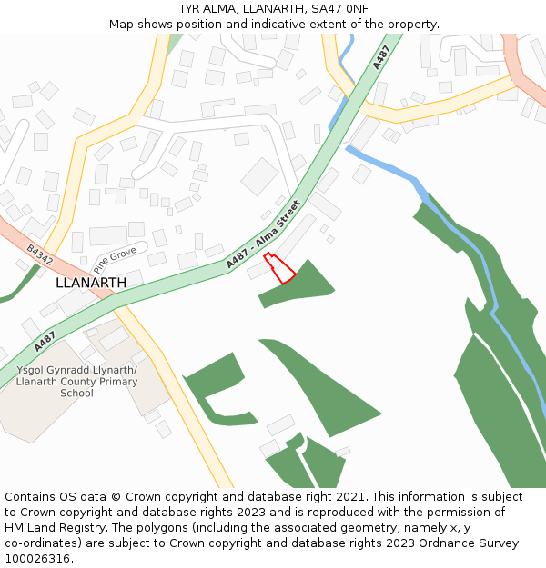 TYR ALMA, LLANARTH, SA47 0NF: Location map and indicative extent of plot