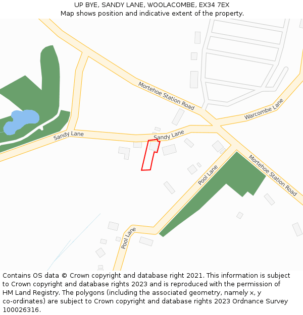UP BYE, SANDY LANE, WOOLACOMBE, EX34 7EX: Location map and indicative extent of plot