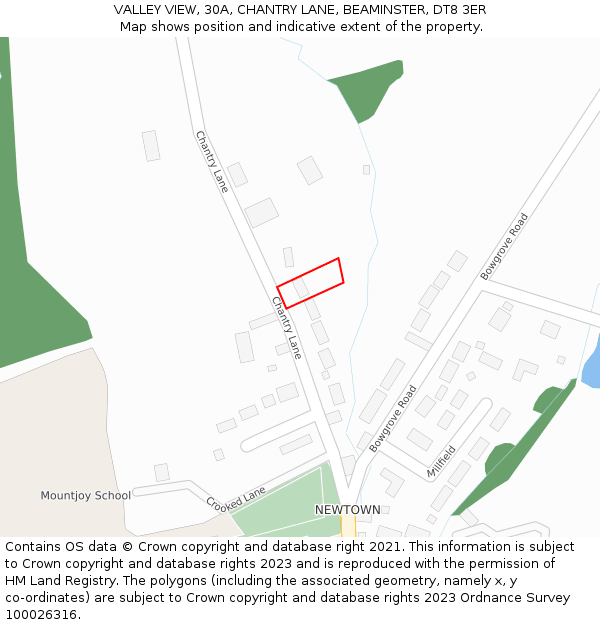 VALLEY VIEW, 30A, CHANTRY LANE, BEAMINSTER, DT8 3ER: Location map and indicative extent of plot