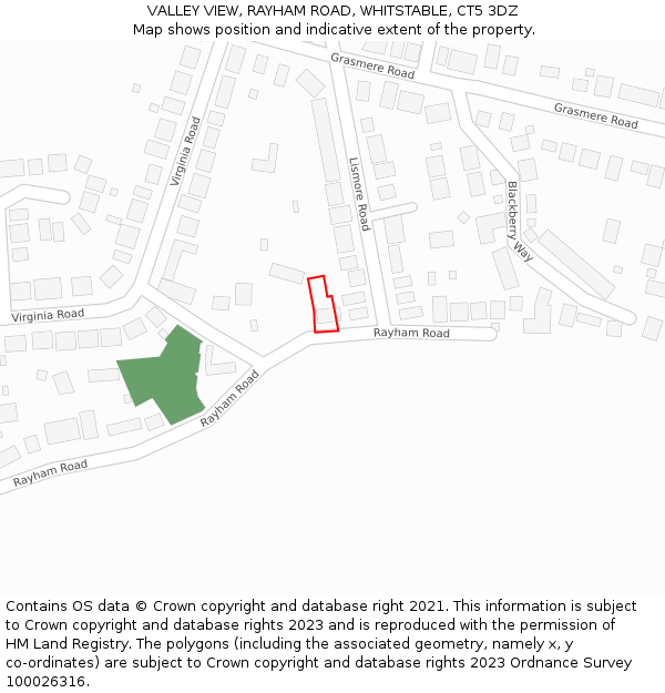 VALLEY VIEW, RAYHAM ROAD, WHITSTABLE, CT5 3DZ: Location map and indicative extent of plot